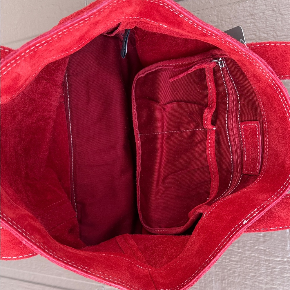 Banana Republic NWT Red Suede Tote Bag - Picture 7 of 9